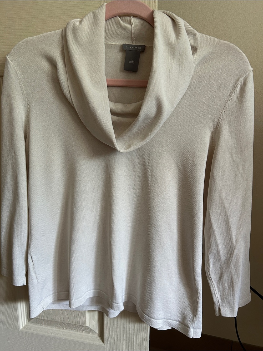 Ann Taylor Cream Cowl Neck Sweater Top